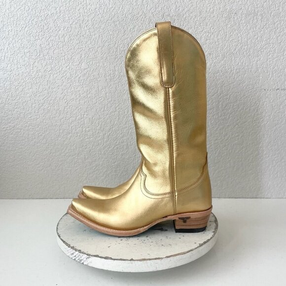 Lane EMMA JANE Womens Cowboy Boots 6.5 Gold Western Cowgirl Mid Calf Tall Boot - Picture 4 of 11